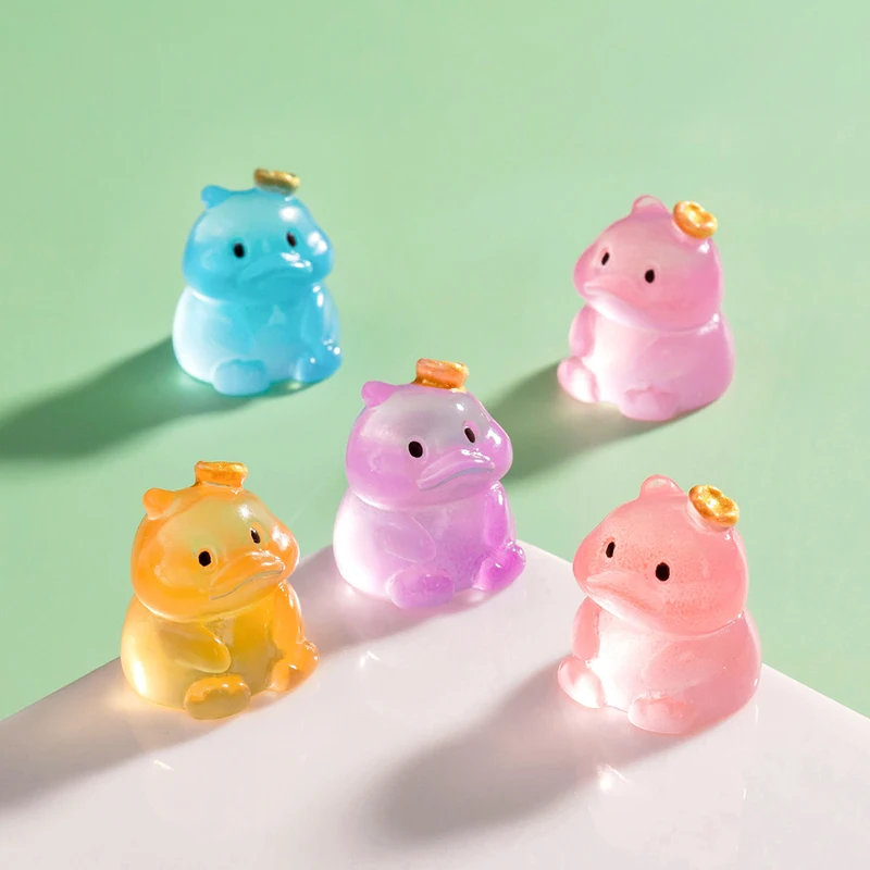 Simpatico cartone animato anatra luminoso piccoli ornamenti Mini animali paesaggio ornamento statua in miniatura accessori per la decorazione della casa fai da te