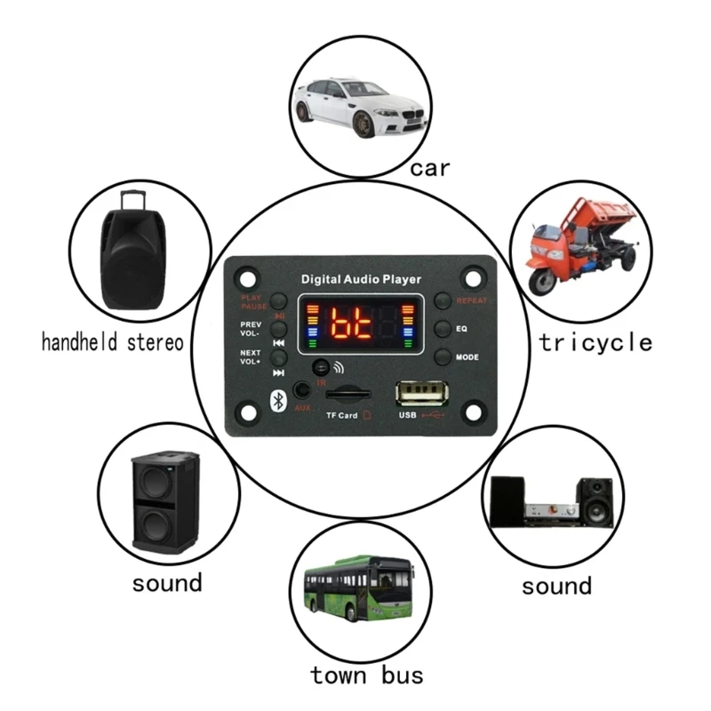 

12V WMA WAV FLAC Board Wireless Auto Radio Car Stereos USB FM Module MP3 Player Color Screen with Remote Control