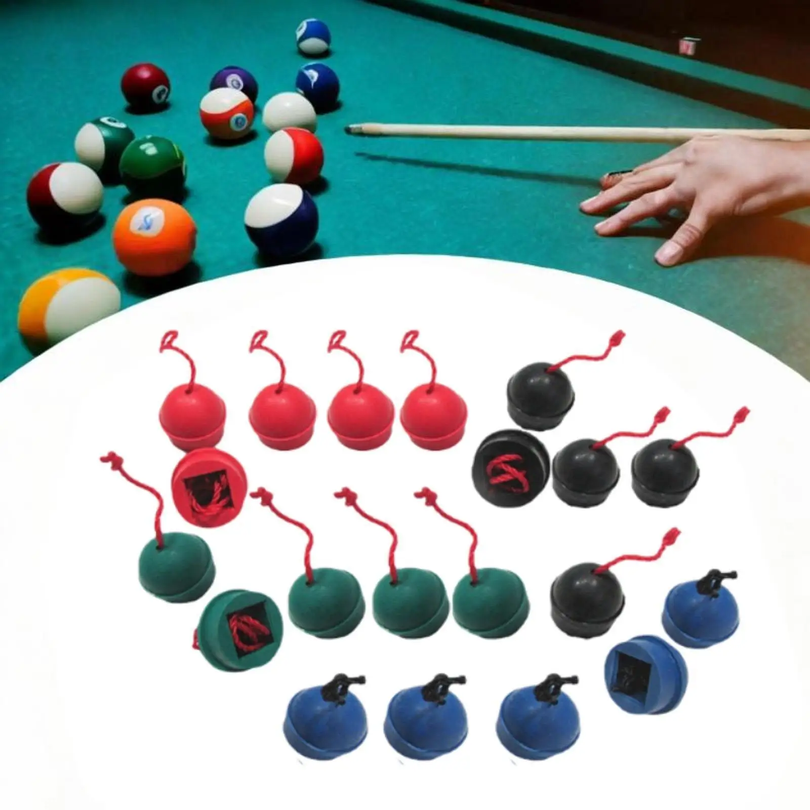 

20 Pieces Billiard Chalk Holder Case Pool Chalk Holder with Cord Rubber Billiards Supplies Accessories Billiard Chalk Case