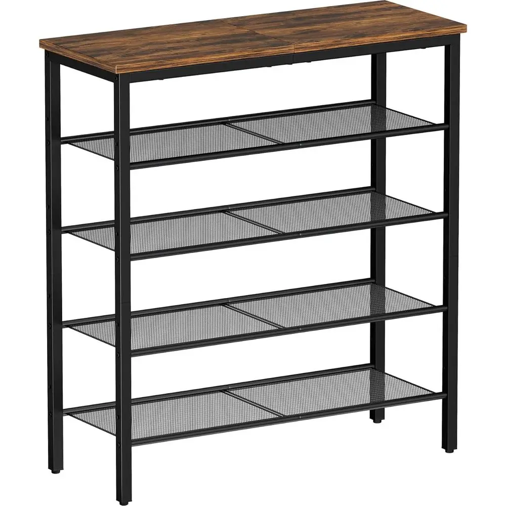 

Shoe Rack, 5-Tier Shoe Storage Organizer with 4 Metal Mesh Shelves or 15-20 Pairs, ree Standing Shoe Racks, or Entryway, Hallway