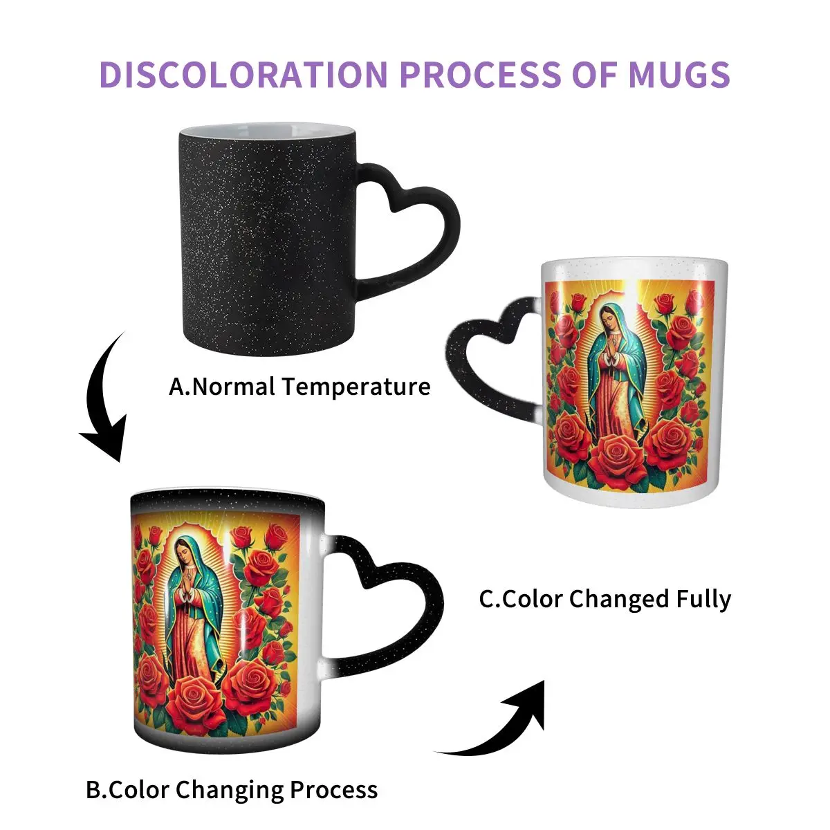 Virgin Mary Of Guadalupe Complete With A Glowing Halo And Roses Mug Ceramic Coffee Cups Tea Mug Milk Cup Drinkware for Woman Man