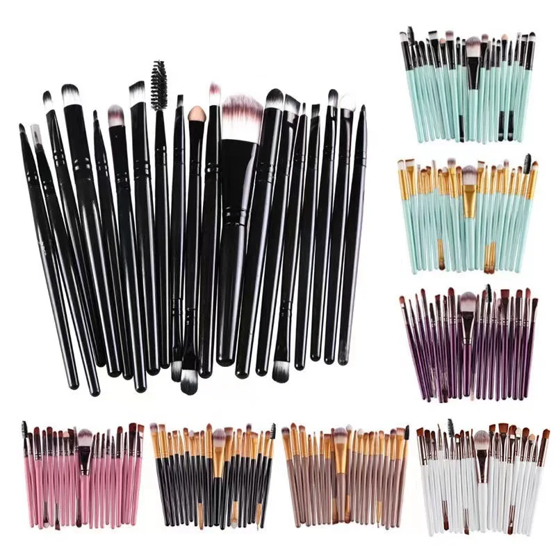 Pennello per occhi da 20 pezzi Pennello per ombretto completo Strumento di bellezza Logo neutro esplosivo Pennello per eyeliner gratuito