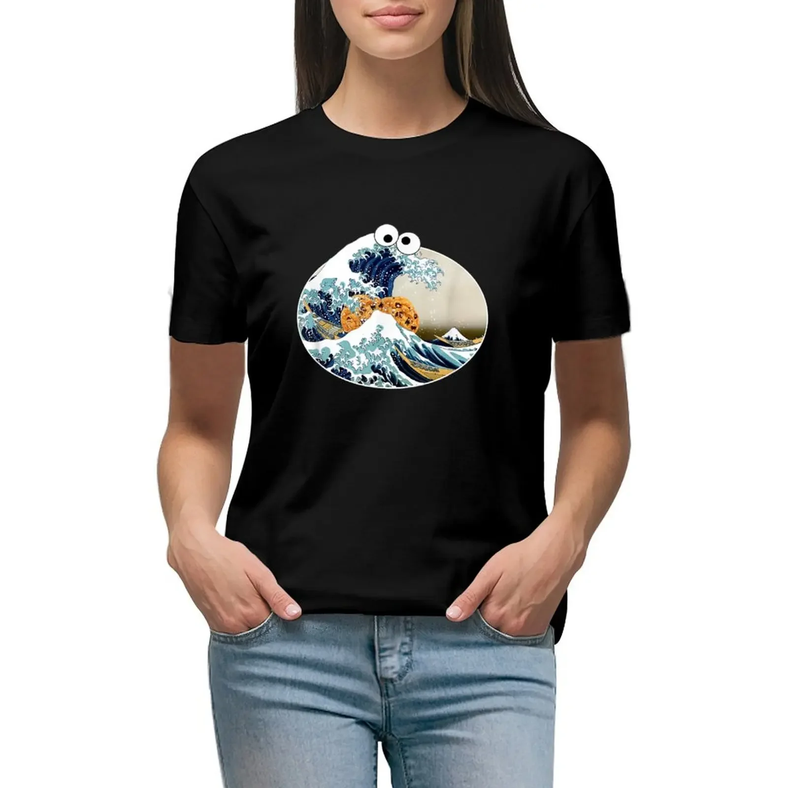 The Great Cookie Eating Wave Off Kanagawa - Googly T-Shirt new edition Female clothing blacks white t-shirt dress for Women sexy