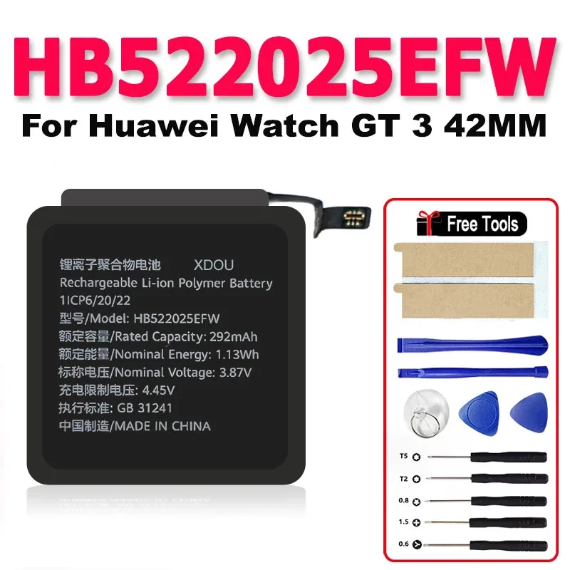 

HB522025EFW Новая сменная батарея для часов Huawei Watch GT 3 42 мм GT3 Smart + бесплатные инструменты