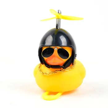 Cool Motorcycle & Bicycle Dashboard Decor Ornament, PVC, 1pc Windbreaking Duck with Helmet and Glasses