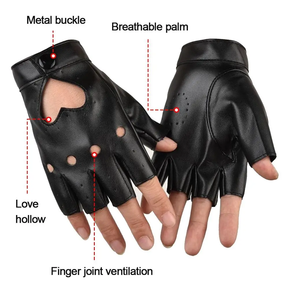 Gothic lolita Performance Mittens Dance Mittens PU Leather Gloves Five Finger Gloves Heart Mittens Ladys Driving Dress