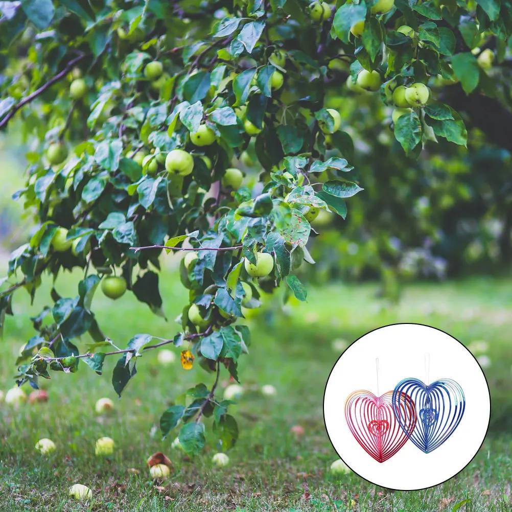 

2pcs Heart-Shaped Reflective Bird Repelling Wind Spinner Garden Hanging Decor For Orchard Farm Yard Balcony Pest Control