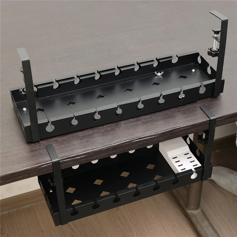 A27F-منظم الكابلات القابلة للسحب لا الحفر تحت مكتب إدارة الأسلاك صينية رف معدني للمنزل مكتب الكمبيوتر راوتر أسلاك البيانات #3