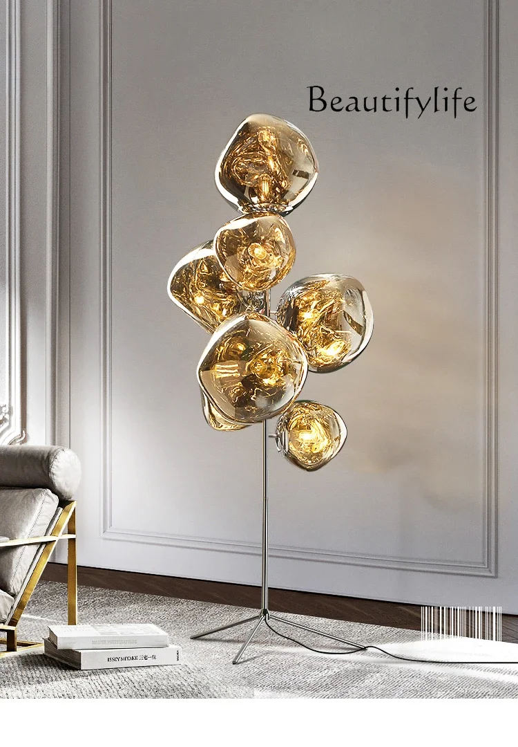 

Volcanic lava floor lamp post-modern Italian light luxury living room designer advanced sense vertical