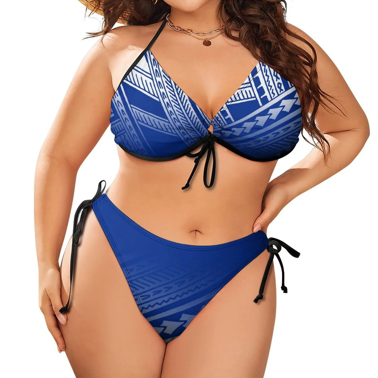 Seksowny dwuczęściowy strój kąpielowy dla kobiet, wykonany na zamówienie tradycyjny bikini z etnicznym nadrukiem, polinezyjski strój kąpielowy z hawajską modą