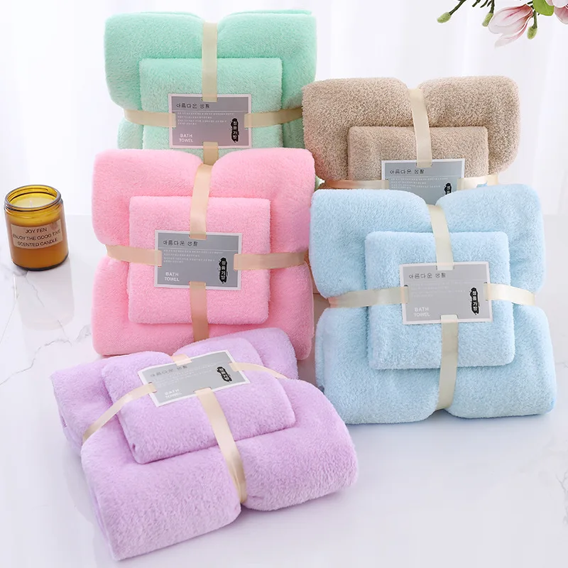 

2-piece Set of Soft Coral Velvet Bath Towels, Suitable for Adult Hotels and Spas with Towels and Towels