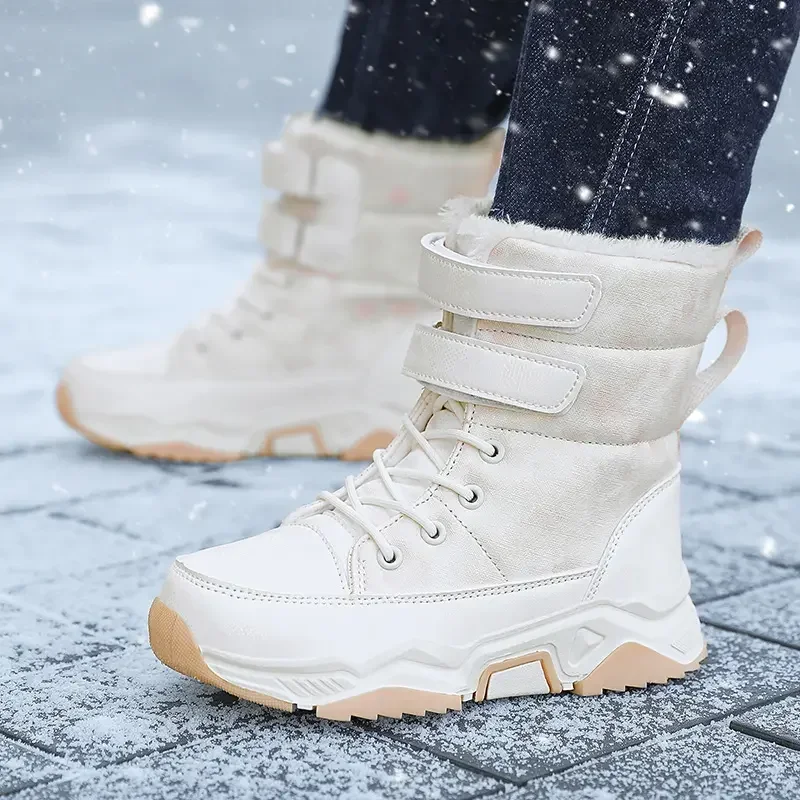 Botas de nieve antideslizantes para niños, zapatos informales para mantener el calor, de piel gruesa de alta calidad, de felpa, para invierno, 2024