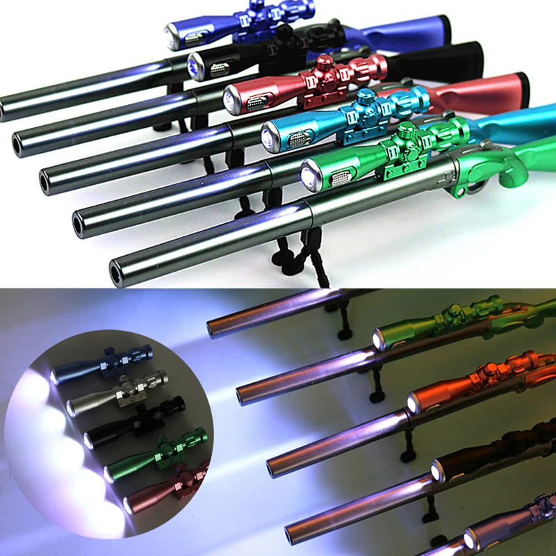 1 Pcs Creative Plastic Rifle LED Light Gun Shape Gel Pen 98K Weapons Pen Kids Gift Toys School Supplies Stationery