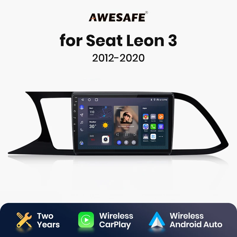 AWESAFE Car Radio for Seat Leon 3 2012 2013 2014 2015-2020  Wireless CarPlay Android Auto car intelligent systems RDS DSP 2 din