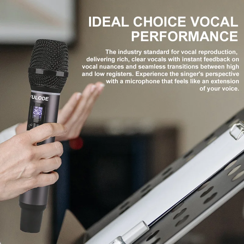 FULUODE DR-18 wireless microphone All Metal microphone 100M transmission distance Performances and Karaoke