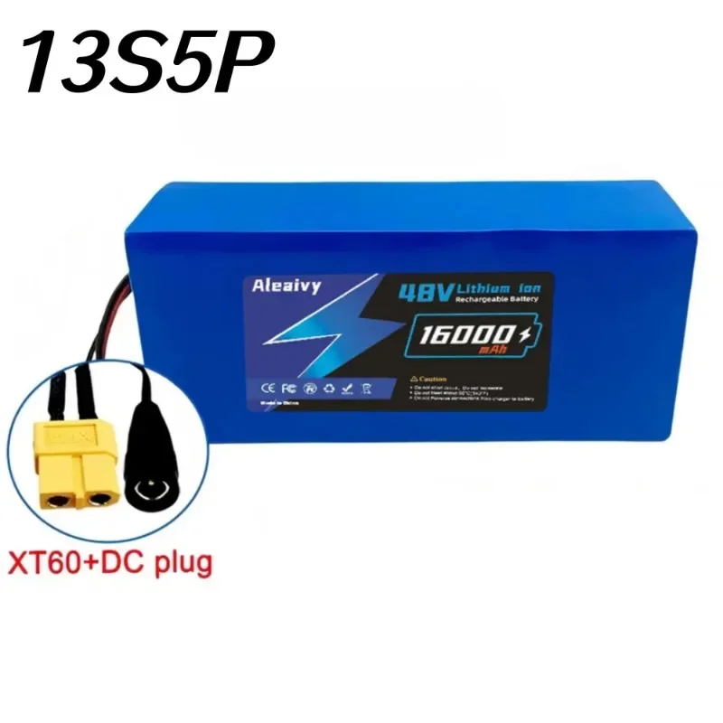 48V 16Ah 13S5P 18650 Lithium Rechargeable Battery Pack Built-in BMS Circuit Protection With 54.6V 2A Charger.