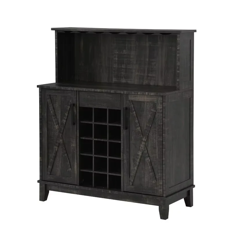 

Farmhouse Kitchen Pantry Buffet Sideboard Table Storage Cabinet Black and Oak modern sideboard bar cabinet