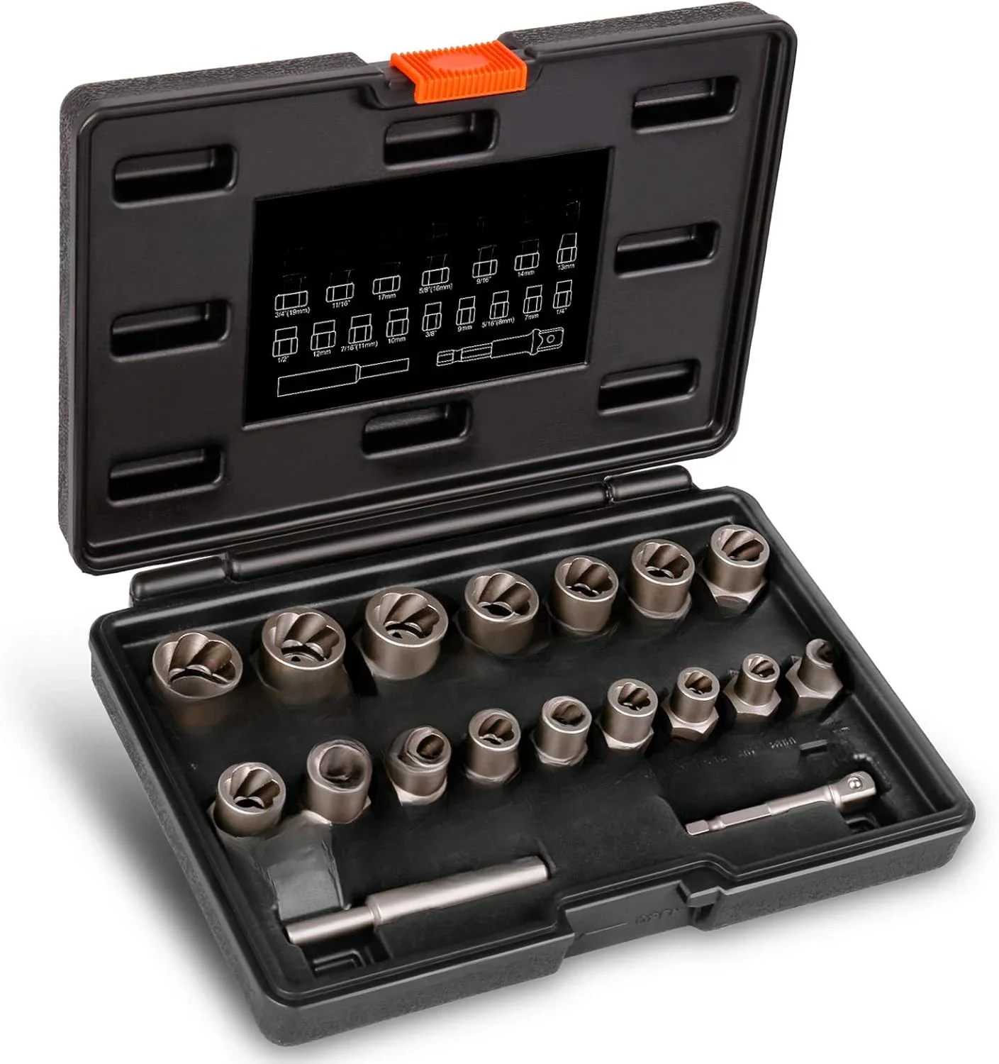 

Bolt Extractor Kit, 18 Pieces Bolt Extractor Set, Stripped Bolt Extractor for Removing Damaged,