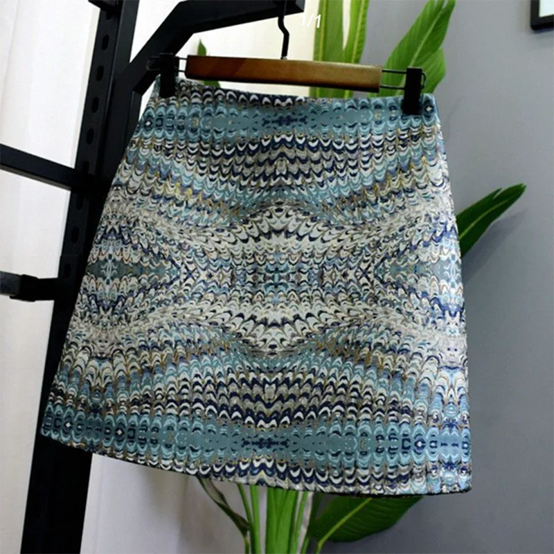 Spring Autumn New High-End Pear Shape Flattering A-Line Skirt with Embroidery Belly Conceal Short Anti-Light Walking Skirt