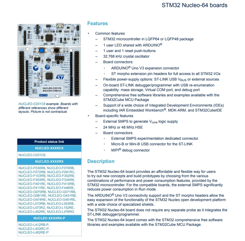 NUCLEO-L152RE ARM Nucleo Board STM32L1 STM32L152RE 512K Development Boards
