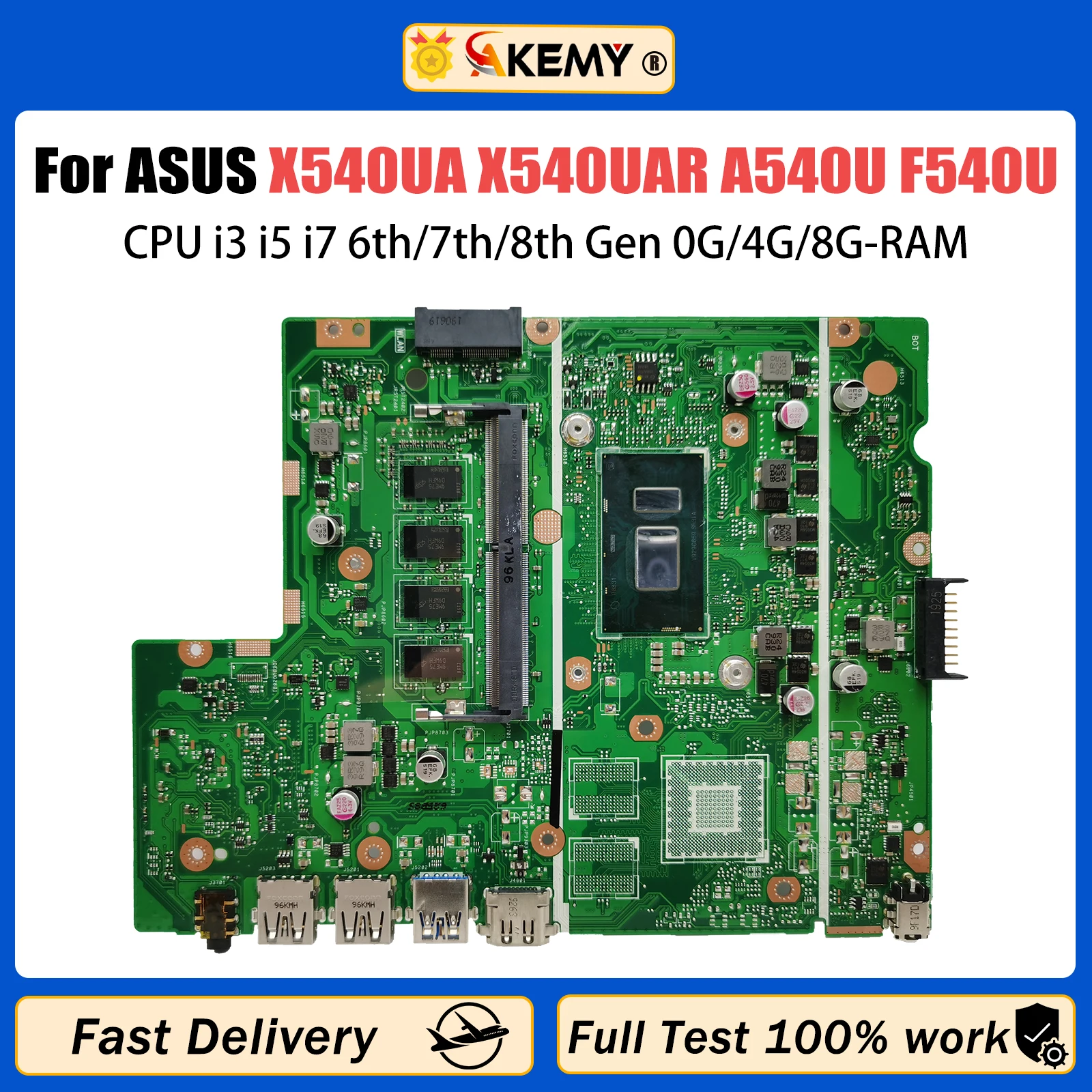 

X540UA Laptop Motherboard For ASUS X540UAR X540UV A540U F540U X500U K540U X543U P540U R540U Mainbaord i3 i5 i7 0G/4G/8G-RAM