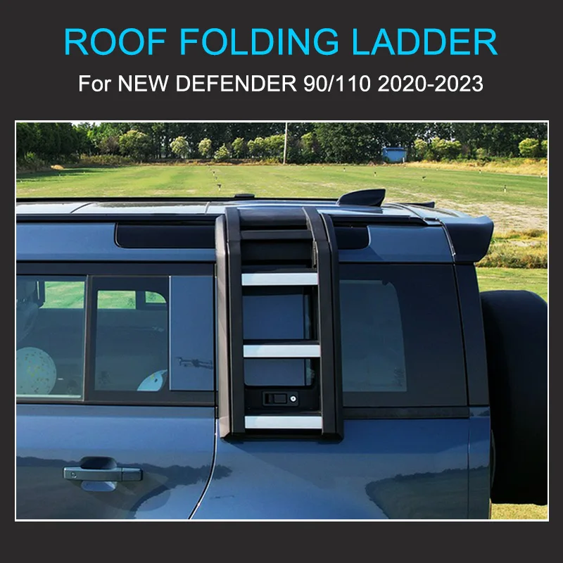 Aluminum Folding Ladder for Land Rover Defender 90 110 Non Destructive Mount Luggage Carrier Roof Rack Floding Ladder