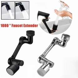 Black Universal 1080° Rotation Faucet Extender Plastic Dual Mode Sprayer Head Bubbler Nozzle for Kitchen Washbasin Robot Arm Tap