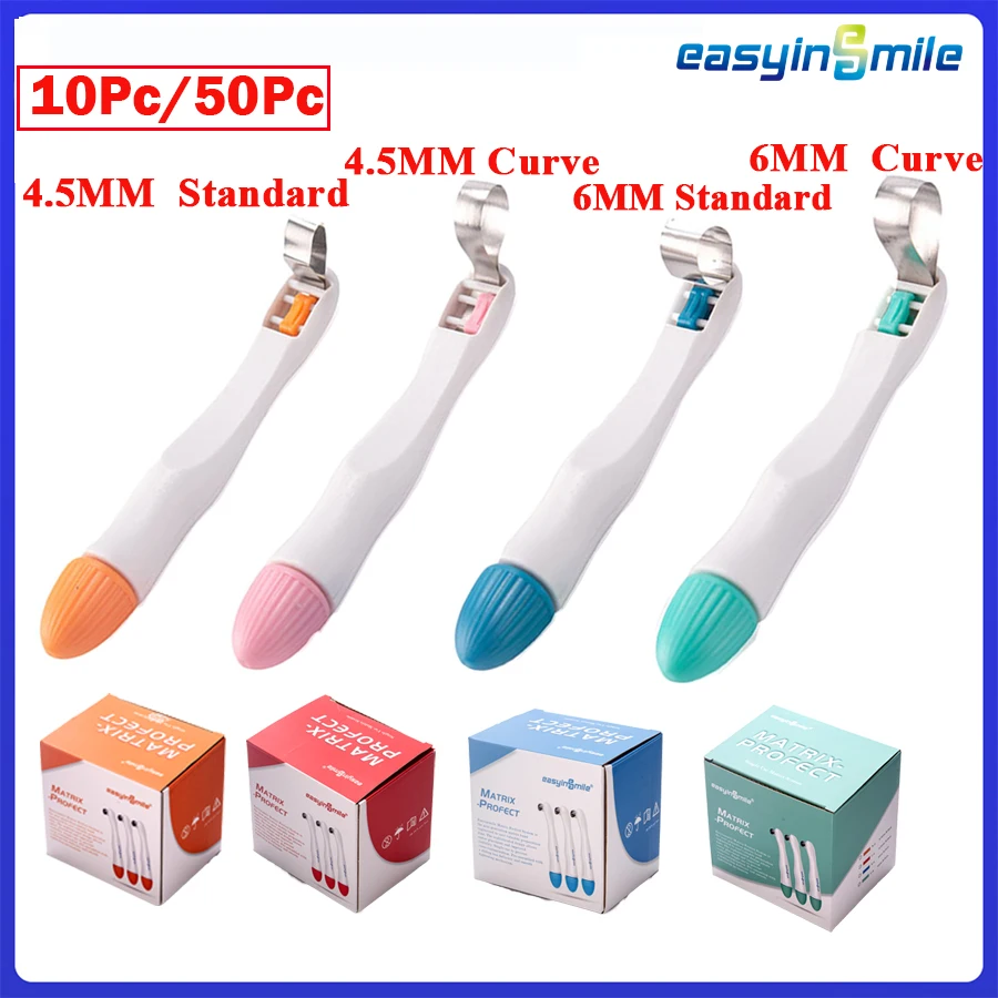 

50/10Pc Dental Pro Matrix Bands Holder Molar/Premolar Restoration Teeth Filling Matrices Adjust Pre Formed 4.5mm 6mm Dentistry