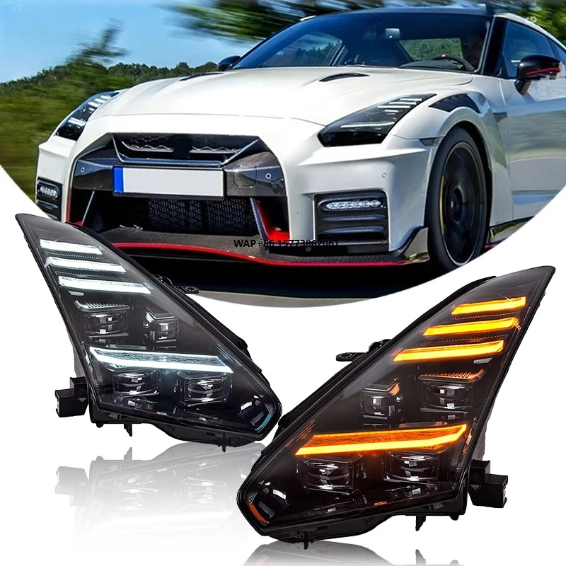 

2 Pieces for GTR R35 Headlight 2008-2023 Projector Head Light DRL Upgrade LED 4 Lens Headlamp GT-R Front Light Assembly