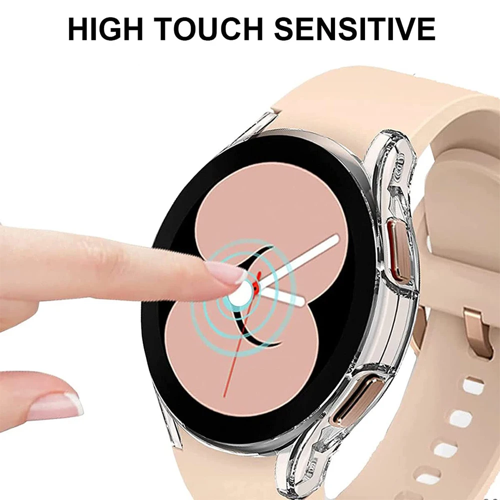 Funda protectora para Samsung Galaxy Watch 4, 5, 6, 40mm, 44mm, cubierta de silicona, TPU, parachoques, protección de pantalla, accesorios completos