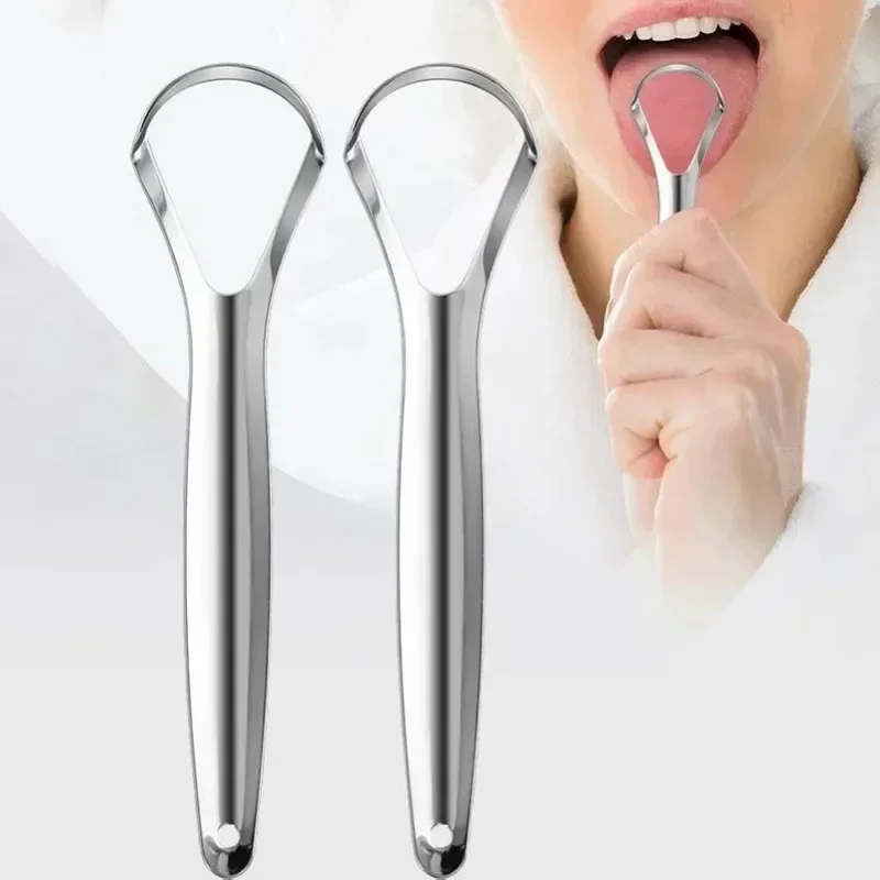 

1pcs Tongue Scraper Brush Stainless Steel Tongue Cleaner Bad Breath Removal Oral Care Tools