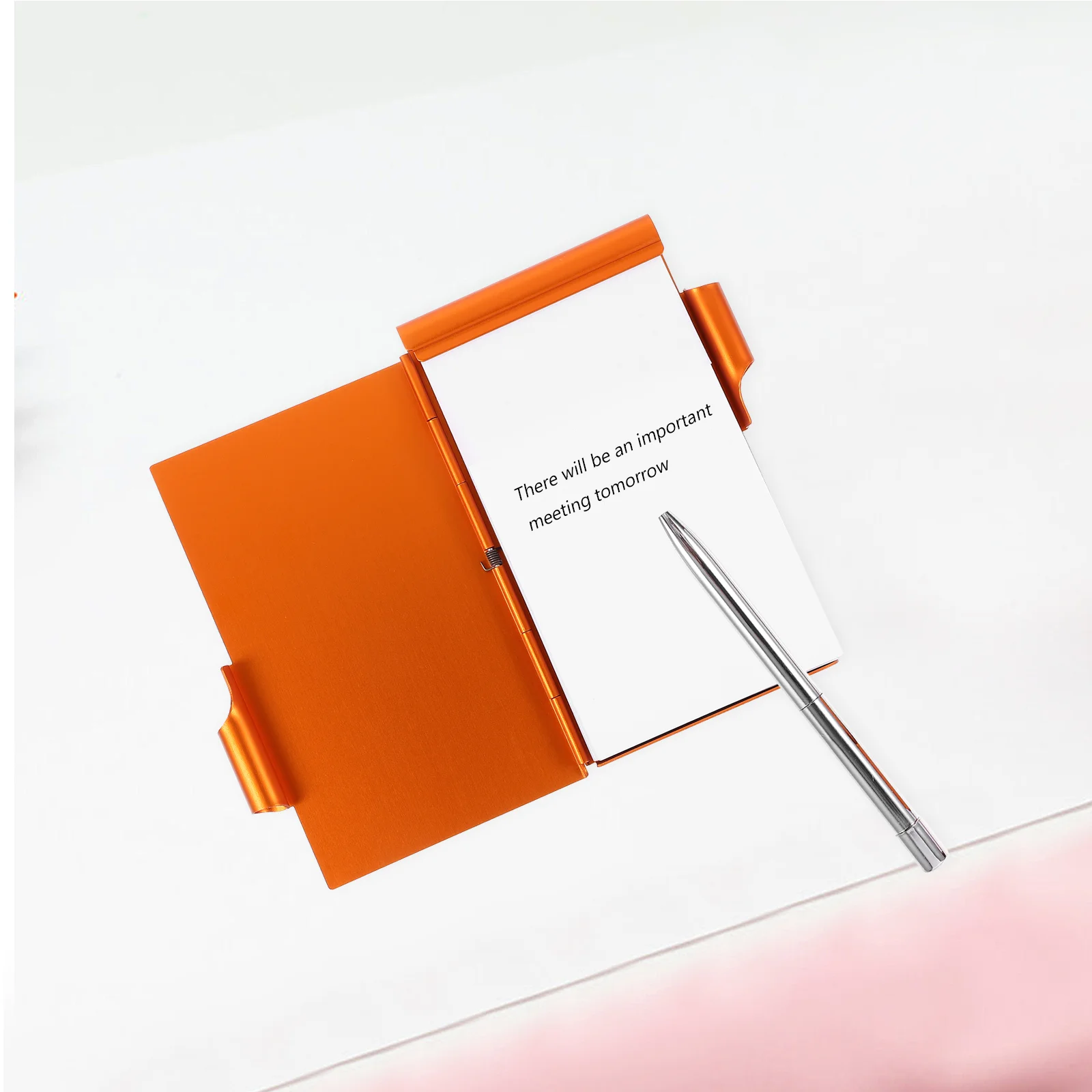 Clamshell Notebook Stylish Metal Holder Multicolor Mini Pocket Notepad Small Paper Portable Office Tearable Notebook with Pen