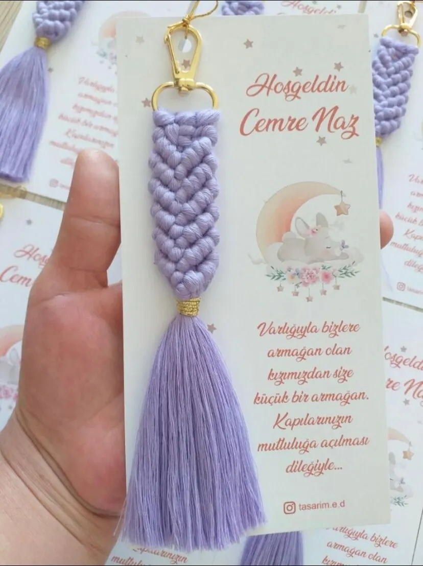 30 PCS Handmade Name Custom Card Picture Macrame Keychain WEDDING PROMISE ENGAGEMENT NİKAH HEDİYELİĞİ