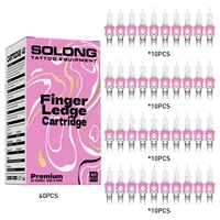 Solong Tattoo 40 Uds agujas de cartucho de tatuaje estériles desechables rosa con manguito de dedo RL/RS/RM maquillaje permanente tatuaje artístico