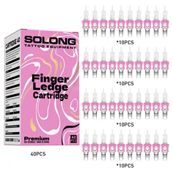 Solong Tattoo 40PCS Disposable Sterile Tattoo Cartridge Needles Pink With Finger Cuff RL/RS/RM Permanent Makeup Art Tattooing