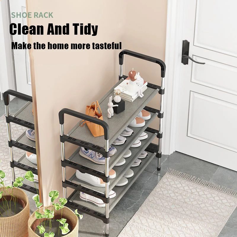 Simple Shoe Rack Metal Shoe Shelf Living Room Space Saving Shoes Organizer Stand Holder Shoes Storage Organizer Shelf