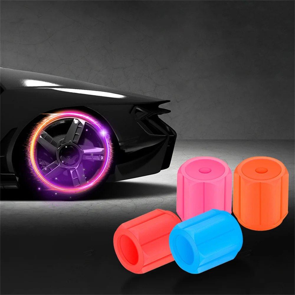 Luminous Car Tire Valve Cap Fluorescent Night Glowing Decor Motorcycle Bike Wheel Nozzle Dustproof Tyre Valve Stem Caps