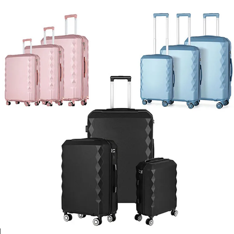 3 pçs rosa mala de viagem malas de viagem 12kg bolsa de bordo mala de viagem bagagem 20 "24" 28 "maletas mala de viagem