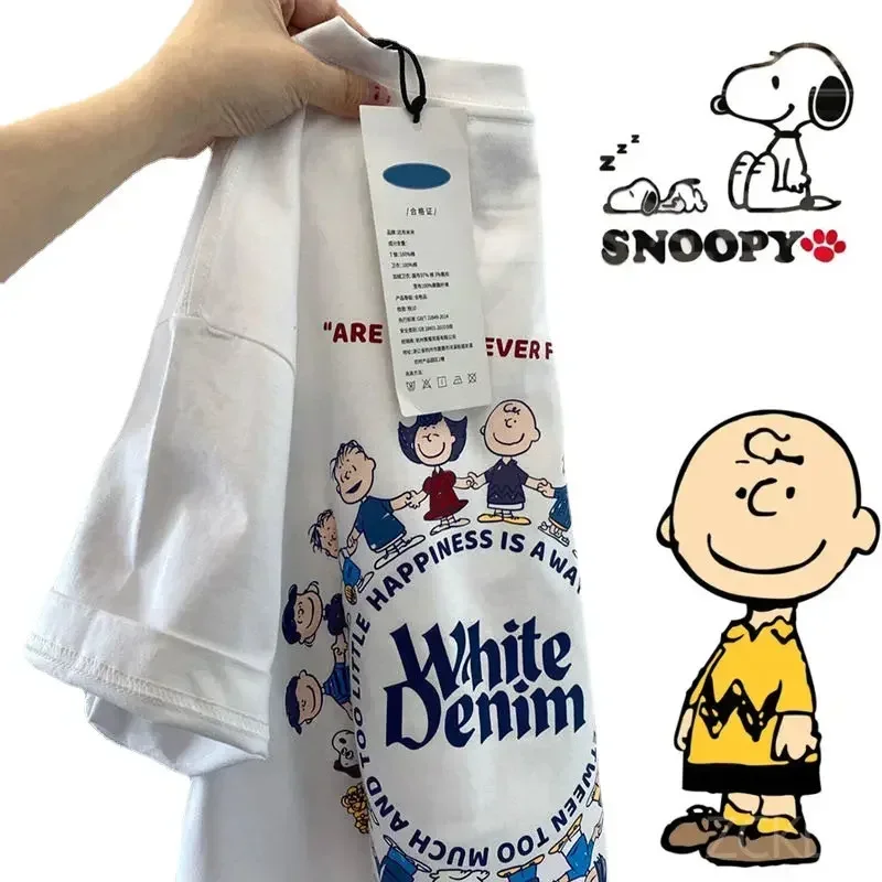 

Snoopy Charlie Brown Adult Short Sleeve T-shirt Fashion Animation Man Women Summer Breathable Tee Top Loose Casual Printing Cute