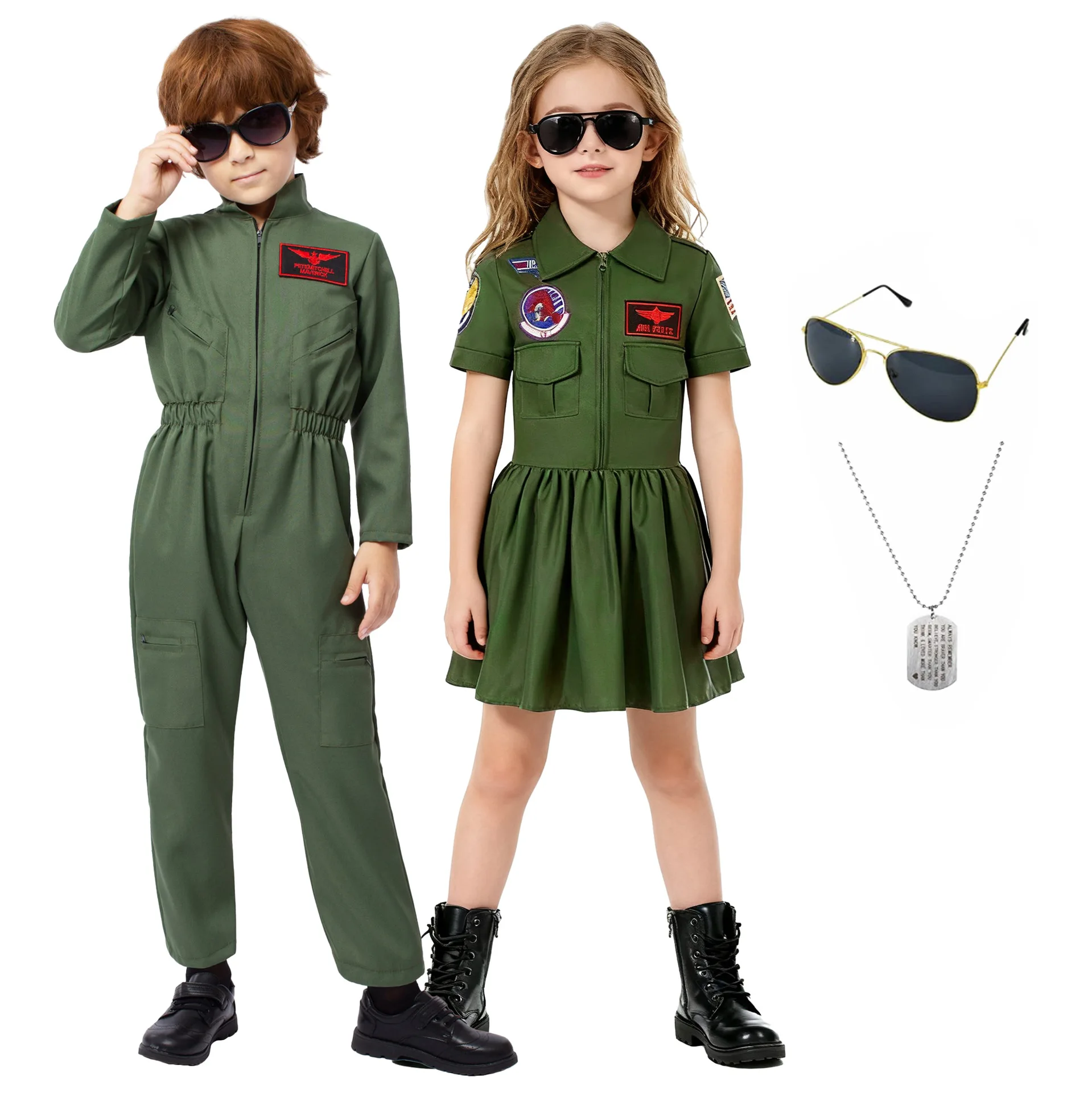 New Children's Occupation Costume Pilot Cosplay Fighter Suit Kindergarten Halloween Performance Costume