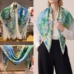 100% seda amoreira lenço de seda das mulheres xale impresso venda quente padrão de corrente marca silk muffler grande ar condicionado cape kerchief