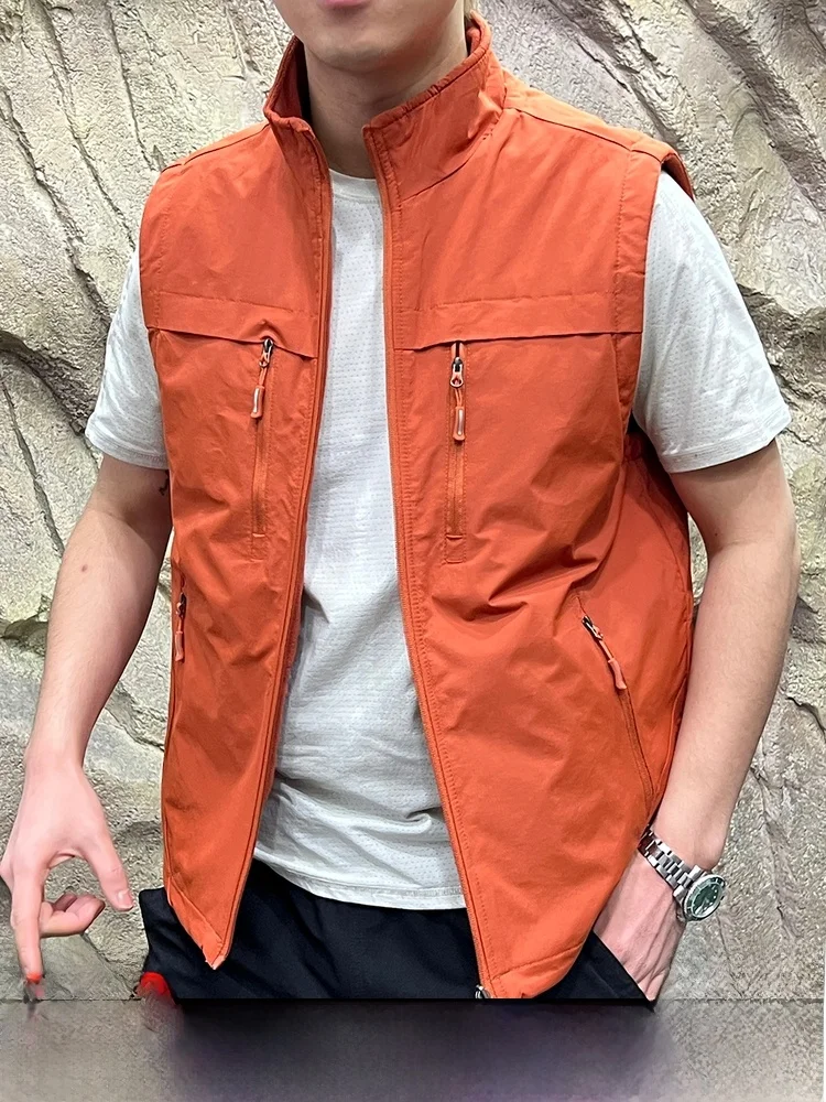 

Double-Sided Wear Outdoor Functional Fce Stand Collar Men's Workwear Vest Qui Warm Waterproof for Winter Casual Ocns
