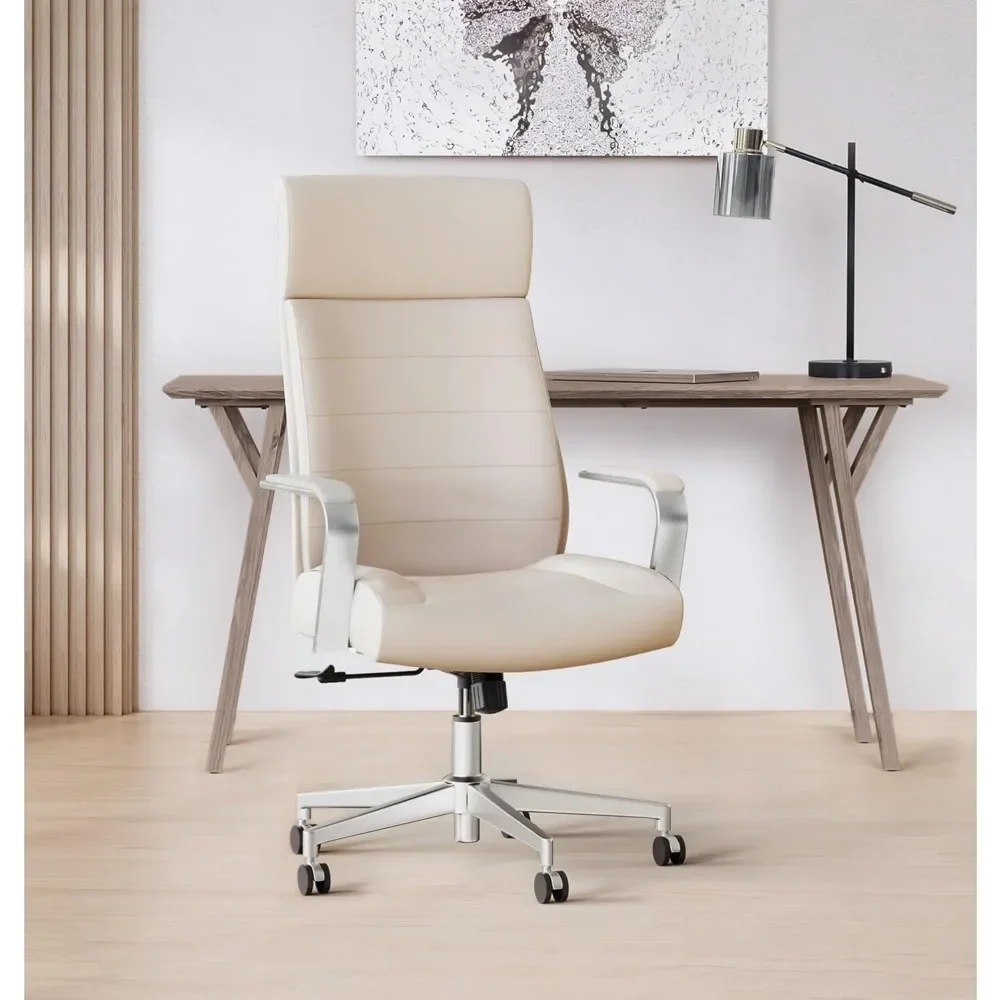 

Офисное кресло Modern Comfort Modee из веганской кожи с высокой спинкой, песок/хром, совместимое с BIFMA