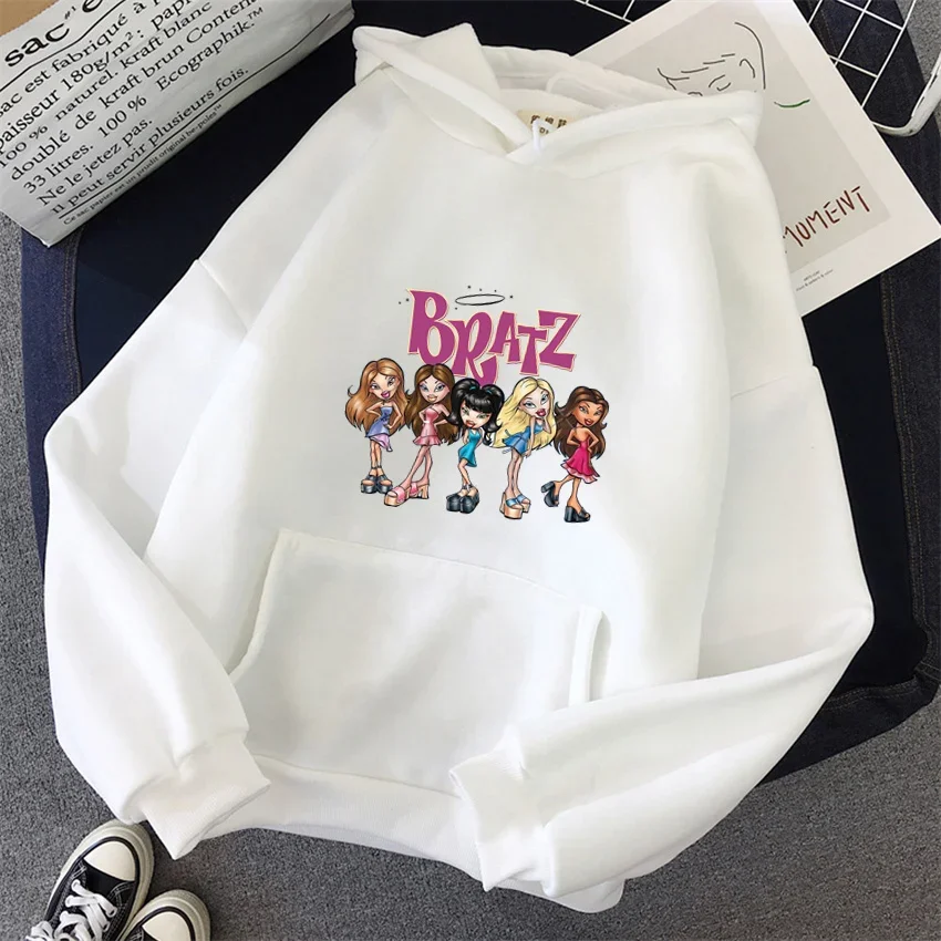 Bratz nadrukowane litery kobieta bluza z kapturem damska bluza z kapturem Hip Hop z długim rękawem Streetwear unisex ubrania męskie topy plussize