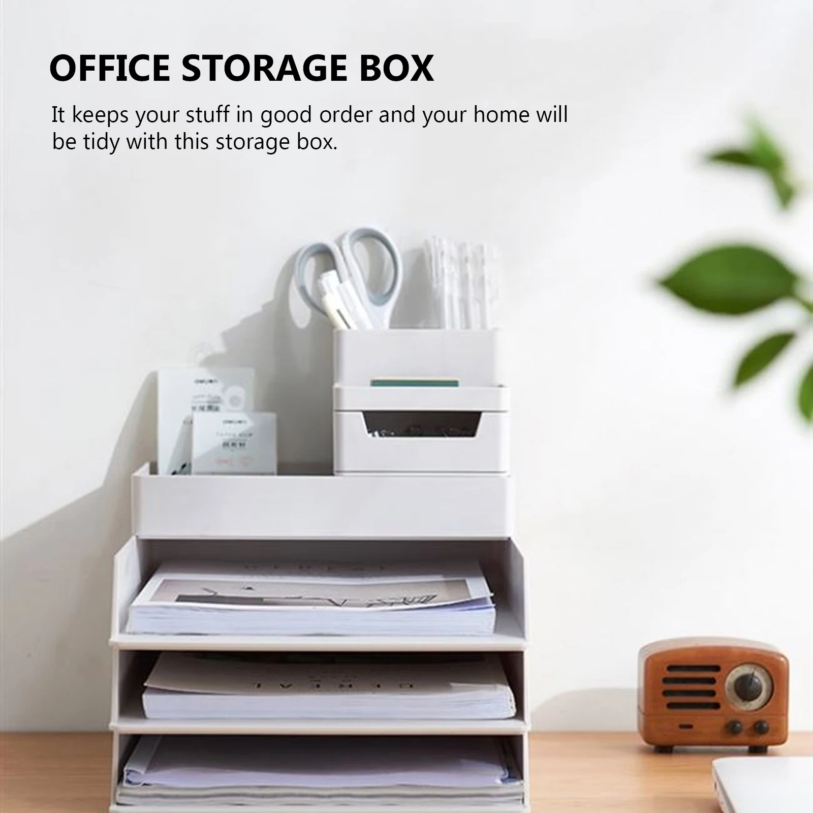 

Plastic ABS Desk ganizer Storage Box White Color Rustless Modern Design Ideal for Office Home Use Storage Case Container