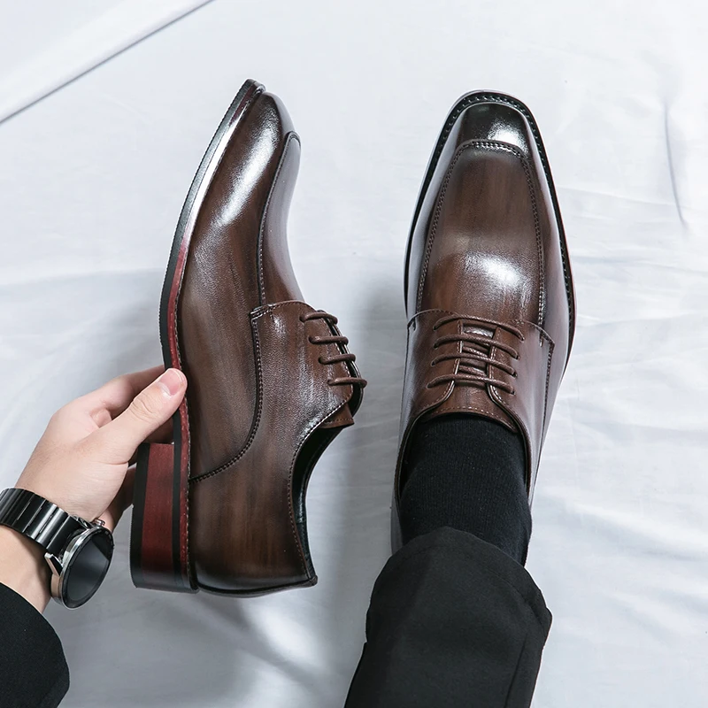 Men's Casual Oxford Shoes men Black Dress Wedding Shoes Luxury Pointed Toe Office Fashion Derby Shoes Business Leather Shoes - Image 4