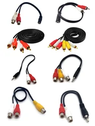 Audio Conversion Red And White Plug AV Cable 3.5Mm Lotus Revolving Female Port TV Set-Top Box Speaker Adapter Aux