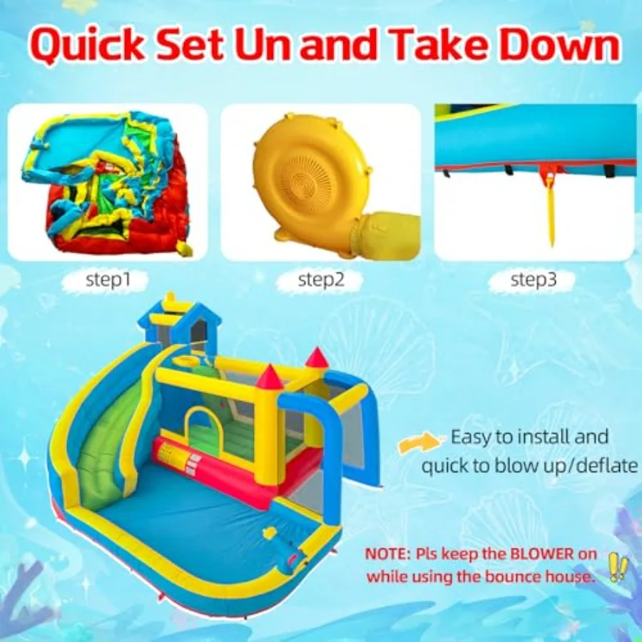 Casa gonfiabile per rimbalzo con scivolo d'acqua per cortile Parco gonfiabile gonfiabile 10 in 1 con parete da arrampicata Tiro al calcio Tramp da salto