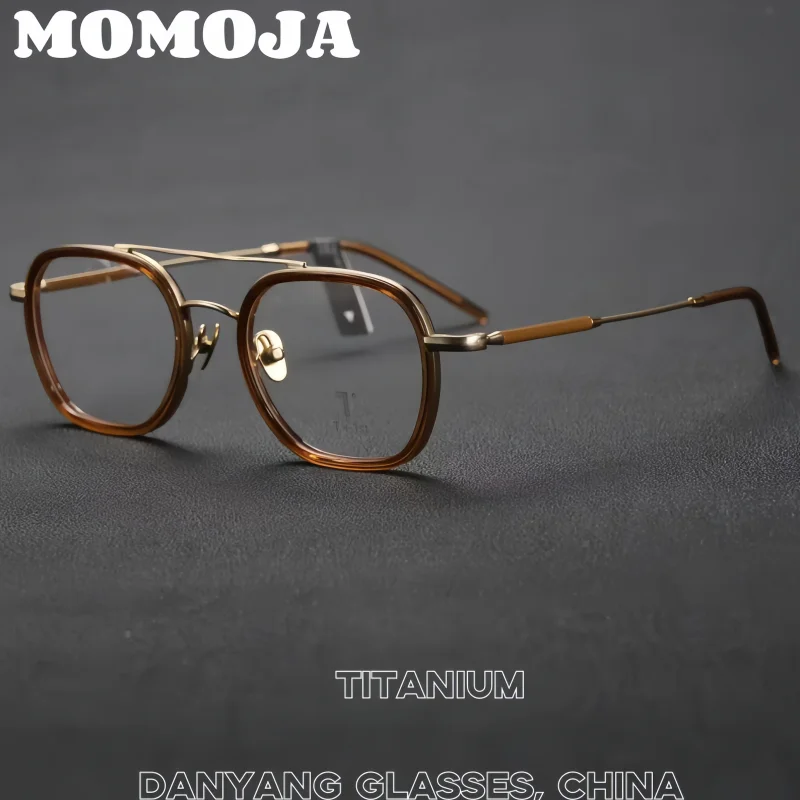 

Men's Double Beam Polygonal Fashion Full Frame Big Face Display Thin Size Pure Titanium Customized Myopia Optical Glasses M22008