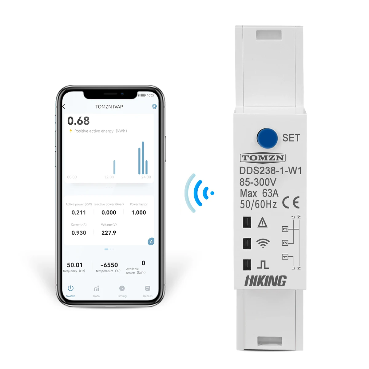 Imagem -04 - Wifi Inteligente Medidor de Energia Bidirecional Temporizador Monitor de Energia Kwh Medidor Smartlife com Proteção de Corrente de Tensão Tomzn 18 mm 63a